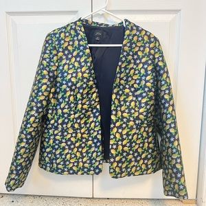JCrew Blue Lemon Print Jacket size 10